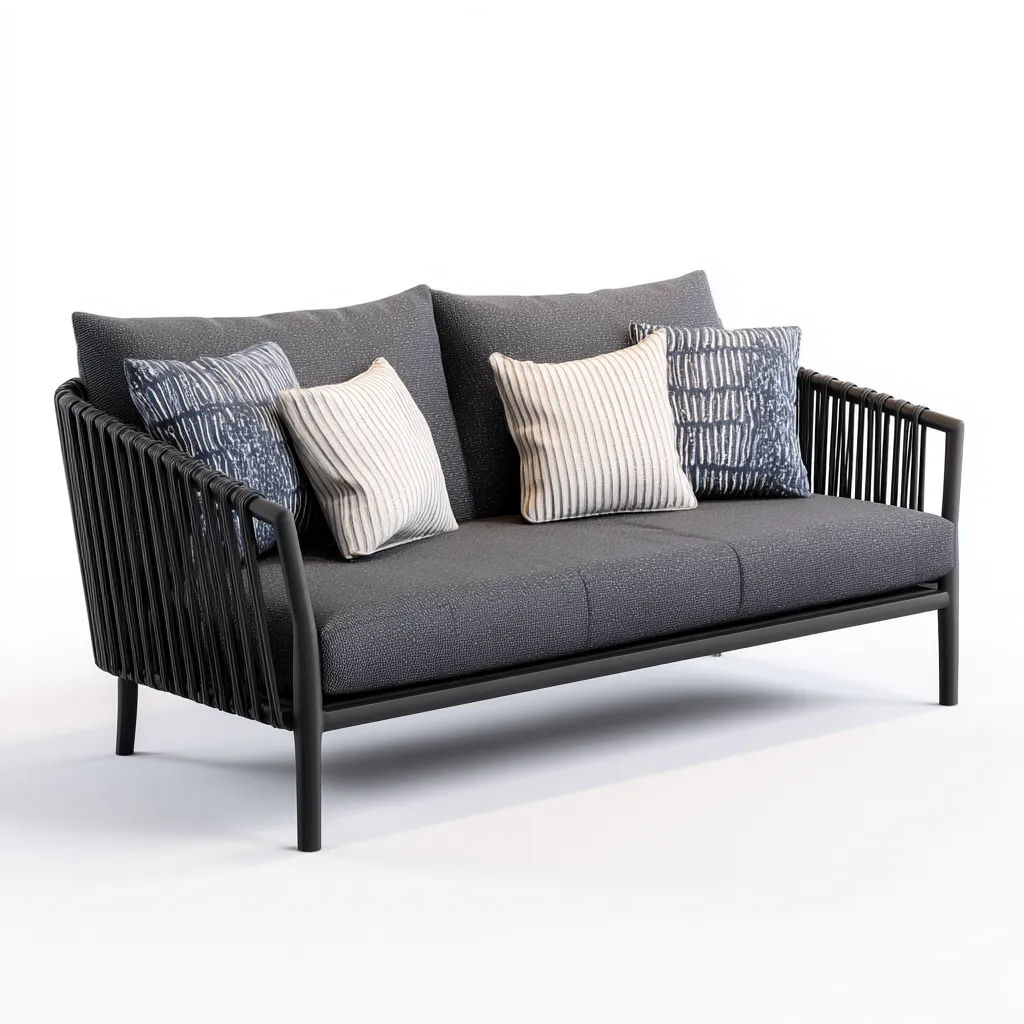 Canapé de jardin métal et tissu 160x78x85 cm - noir-gris - style moderne-Luxeero