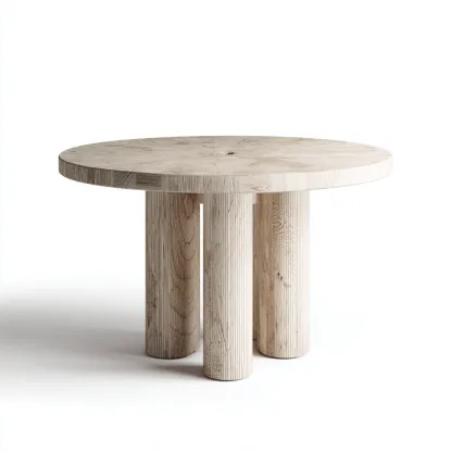 Table à manger bois 140x140x75 cm beige style contemporain-Luxeero