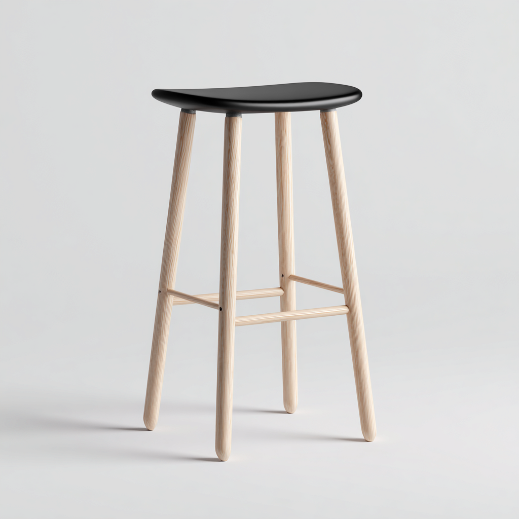 Tabouret de bar en bois 42x42x95 cm - noir-bois - style minimaliste-Luxeero