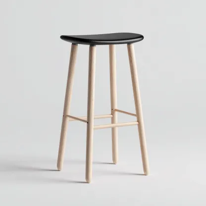 Tabouret de bar en bois 42x42x95 cm - noir-bois - style minimaliste-Luxeero
