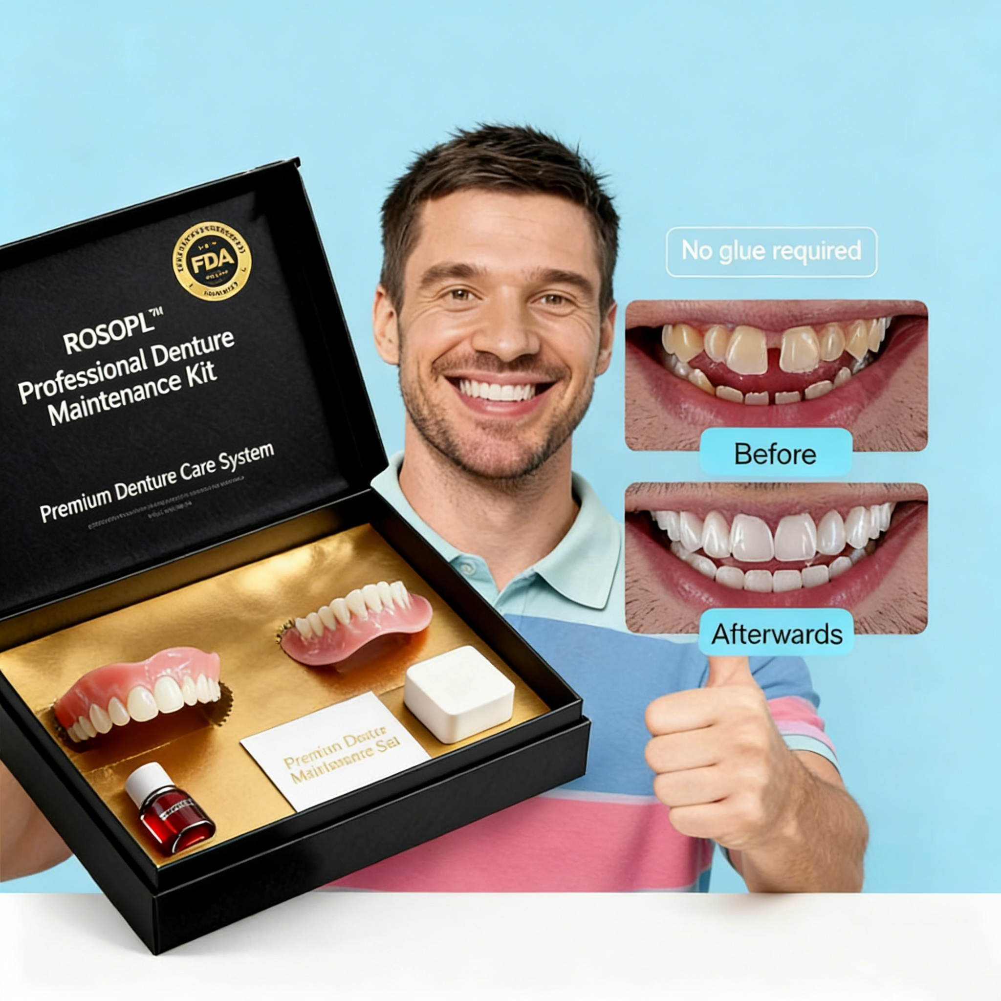 🦷Ends Today: 70% OFF! ROSOPL™ Custom-Fit Full Functional DenturesMake you more confident