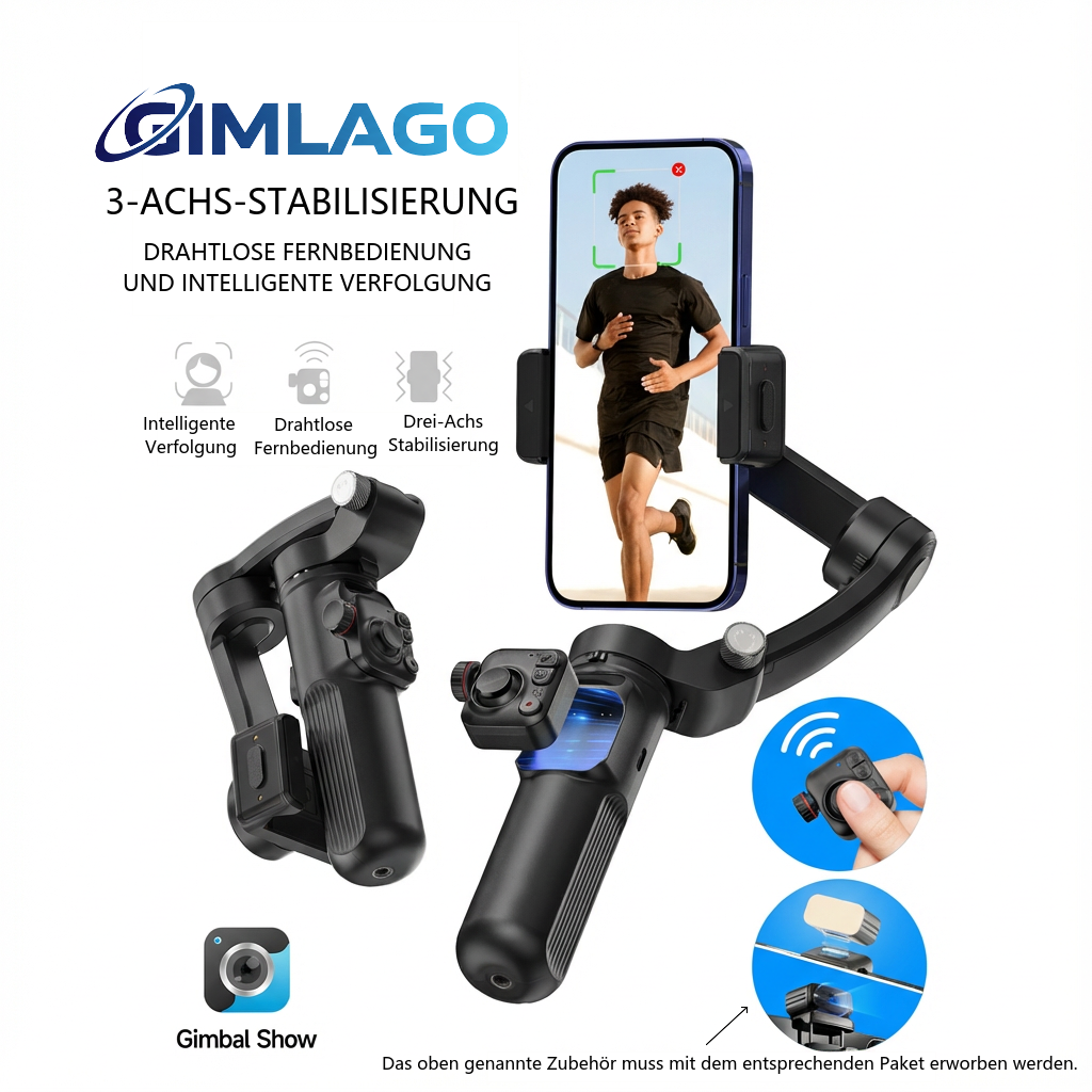 Gimlago 3-Axis Stabilizer with Smart Face Tracking and Anti-Shake