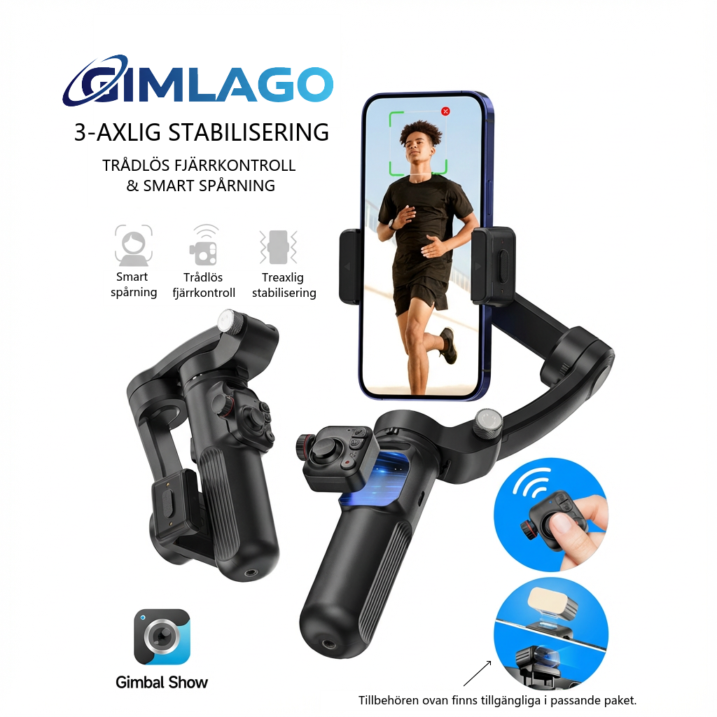 Gimlago 3-Axis Stabilizer with Smart Face Tracking and Anti-Shake