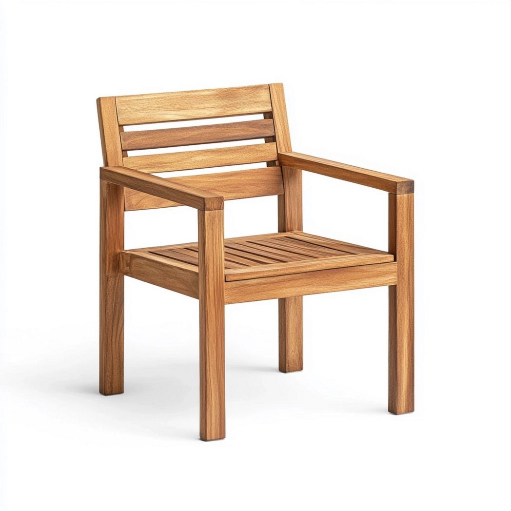 Poltrona in Legno Rettangolare Sedia 60x60x85 cm Teak Naturale