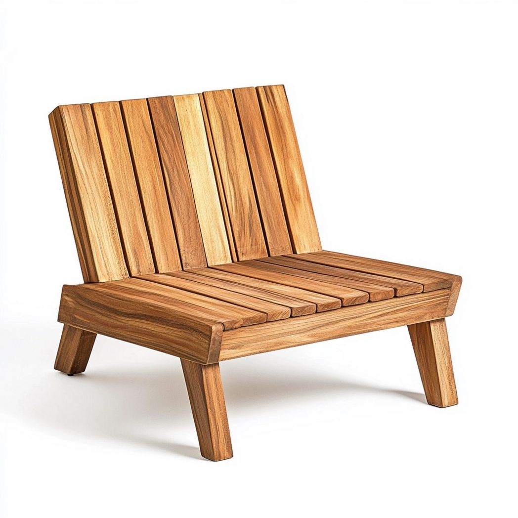 Sedia da Giardino in Legno di Teak Naturale Seduta Bassa 60x70x70 cm