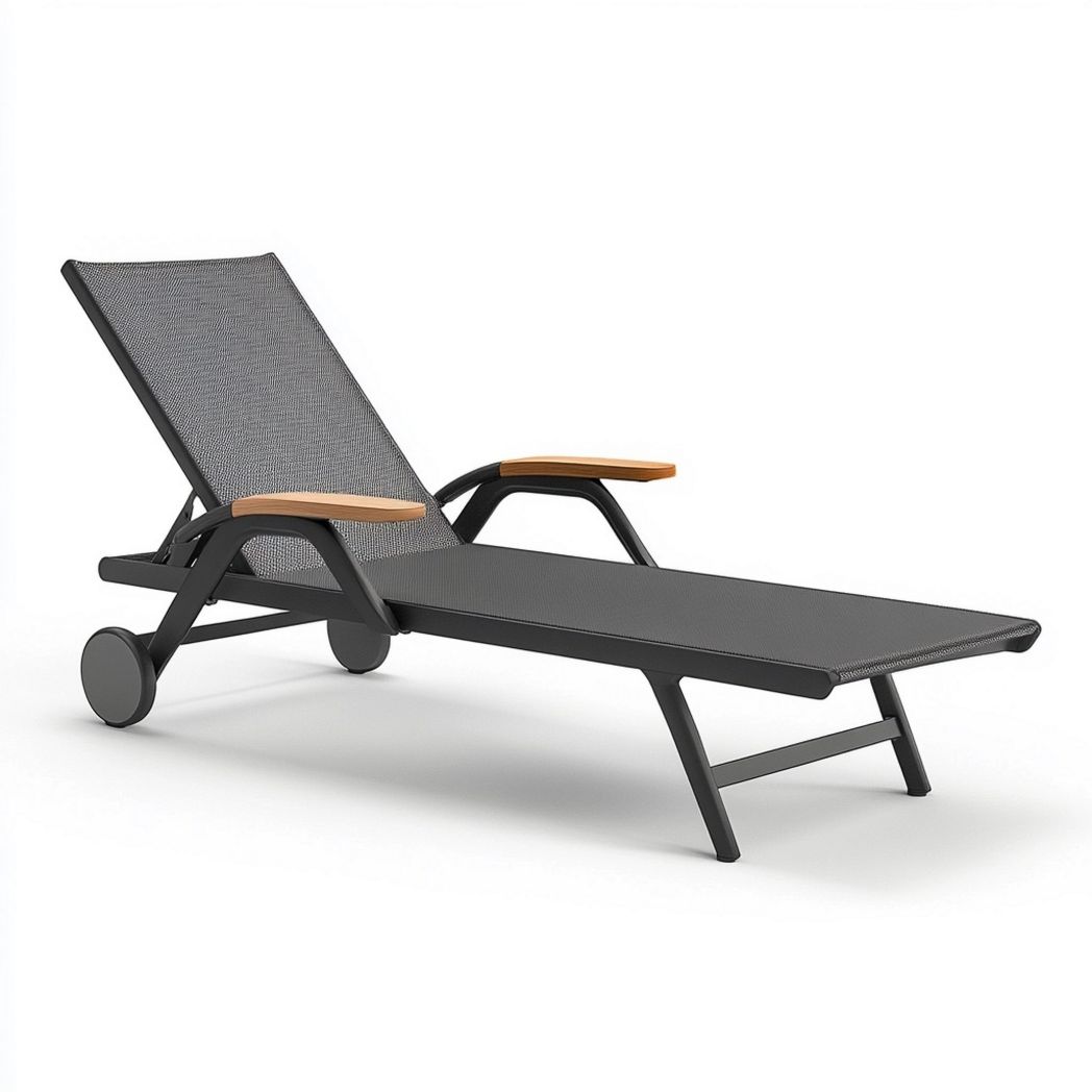 Sdraio Recliner Grigio Alluminio Tessuto Traspirante 200x70 cm