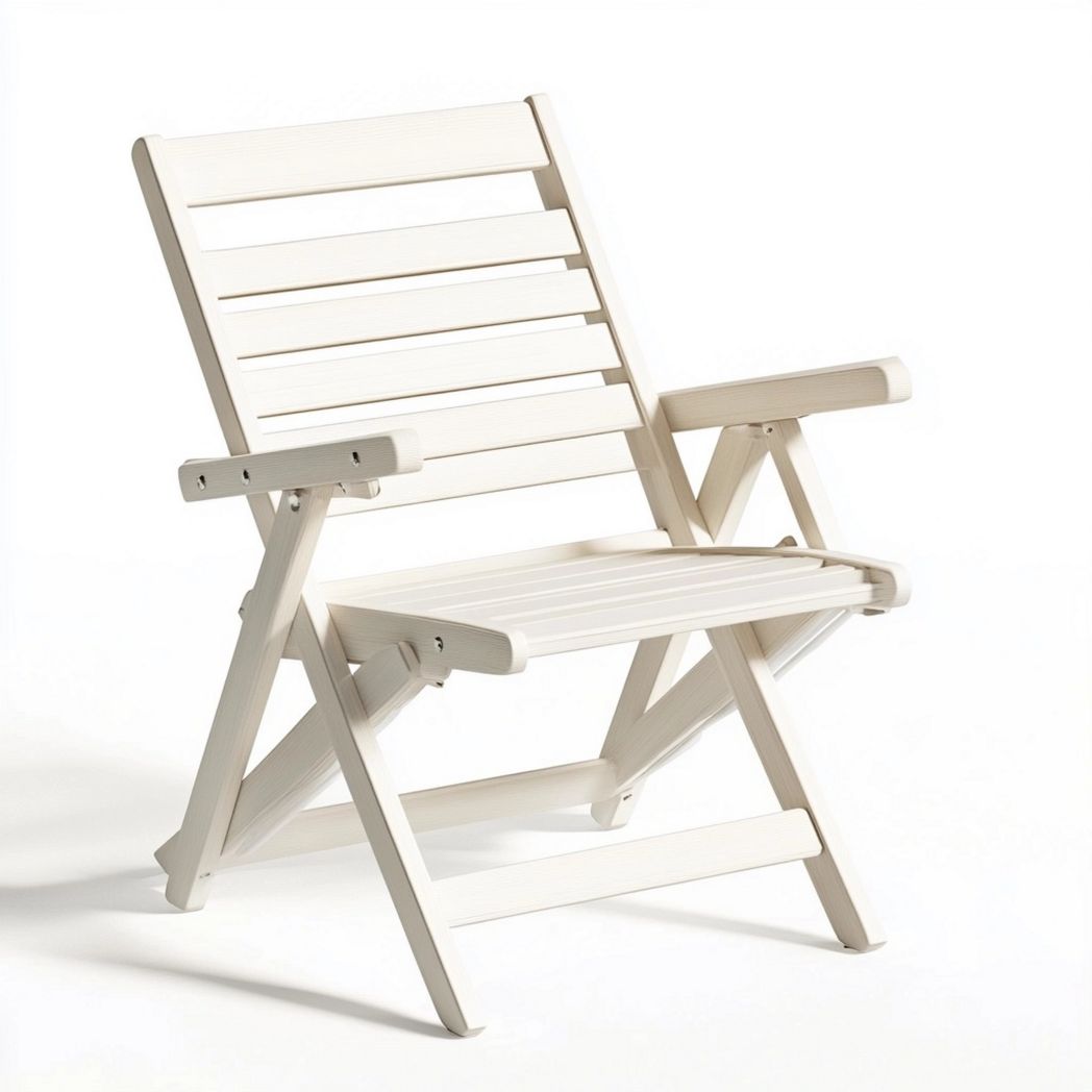 Sedia pieghevole struttura legno seduta e schienale listellato bianco