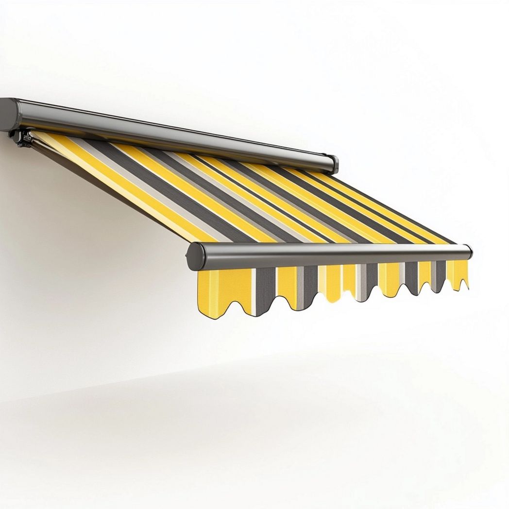 Tenda da Sole Retrattile a Strisce Giallo/Grigio Struttura in Metallo 300x250 cm