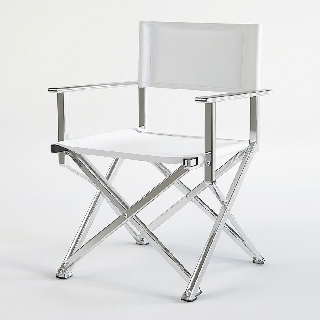 Sedia da Giardino Pieghevole Bianca con Struttura in Alluminio e Seduta in Tessuto