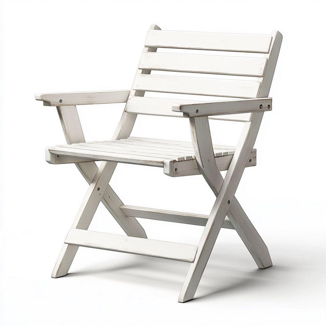 Sedia Pieghevole Bianco Legno Classica Rettangolare