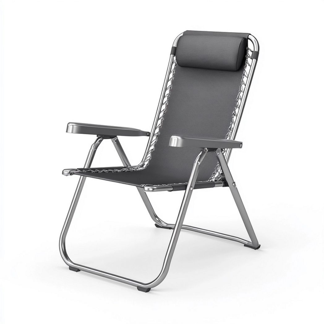 Sedia Pieghevole da Esterno in Acciaio Grigio