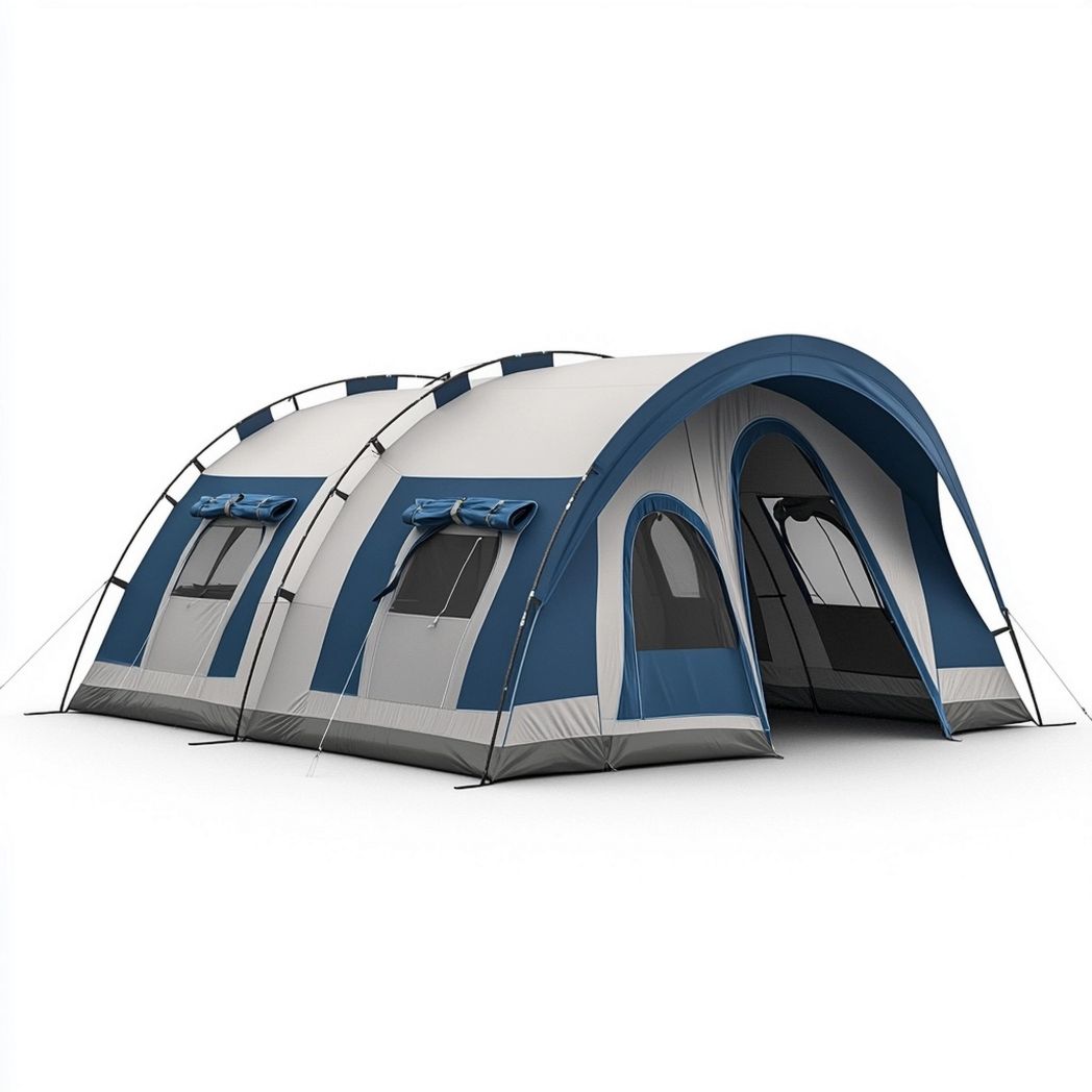 Tenda familiare 450x300 cm poliestere impermeabile blu/grigio