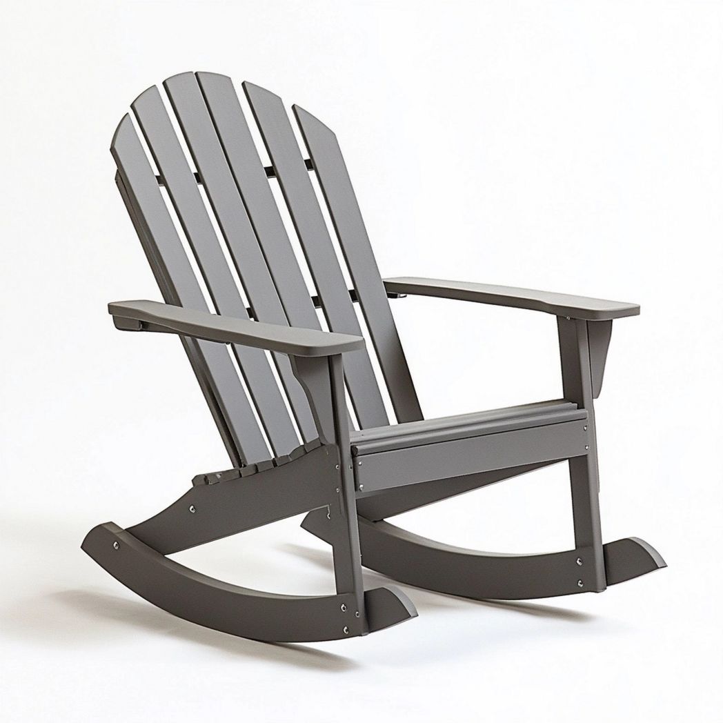 Sedia a dondolo forma adirondack mobili in legno composito grigio