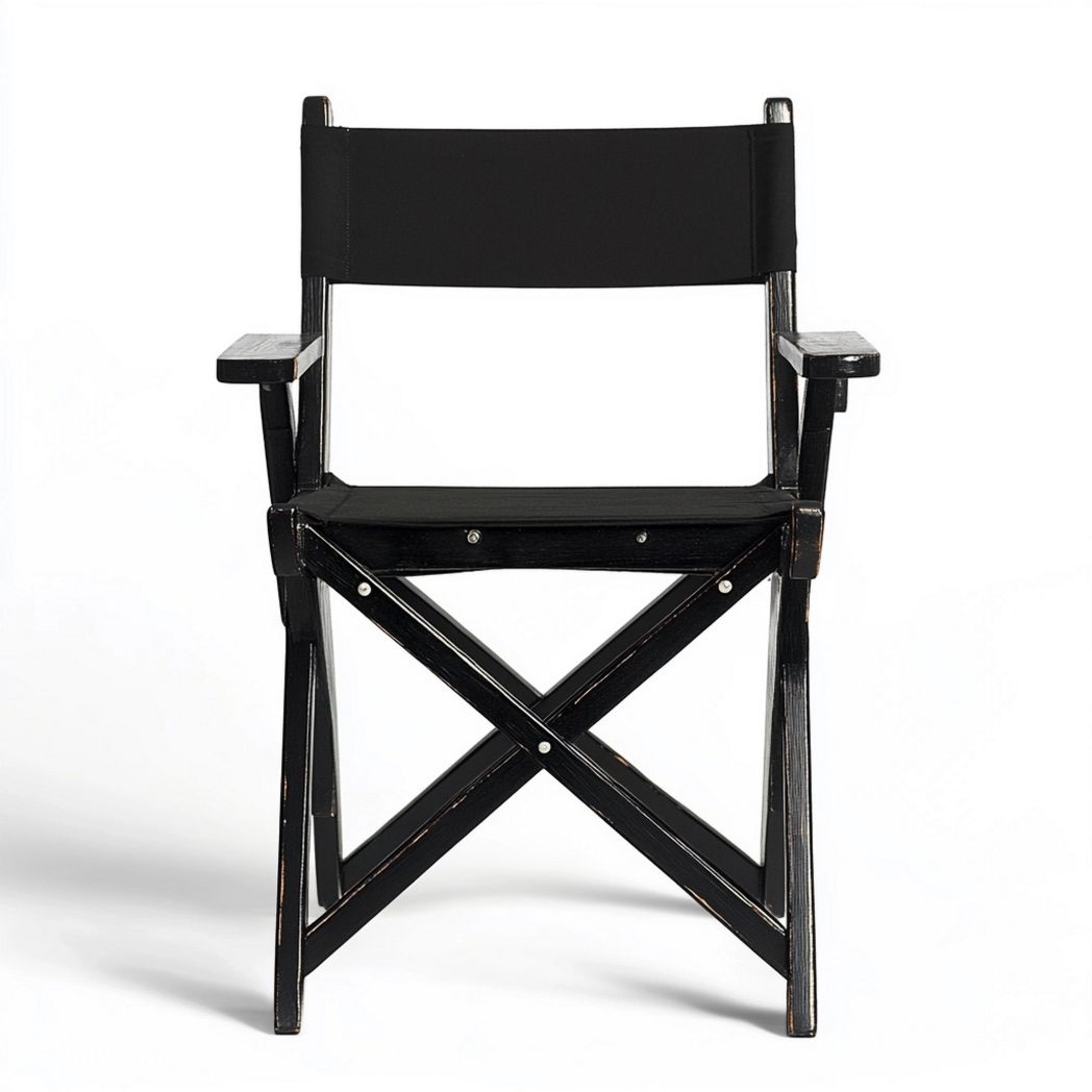 Sedia Regista Nera Legno Tela Pieghevole