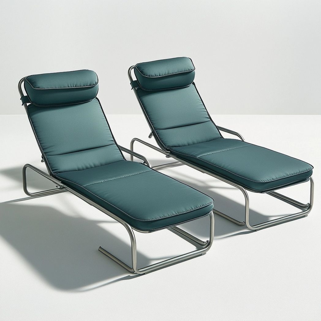 Set di 2 Sdraio Verdi Metallo/Tessuto Imbottito