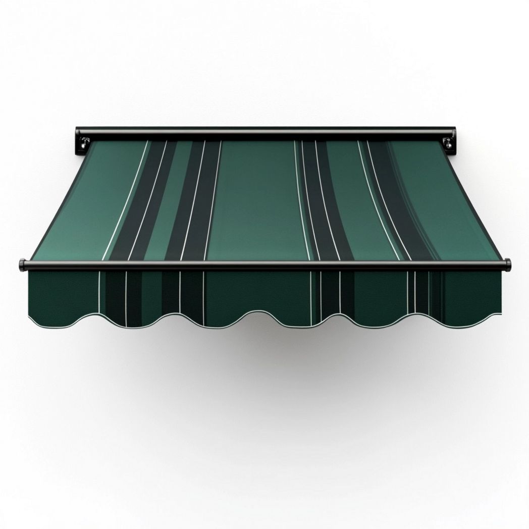 Tenda da Sole Retrattile in Tessuto Acrilico Strisce Verdi