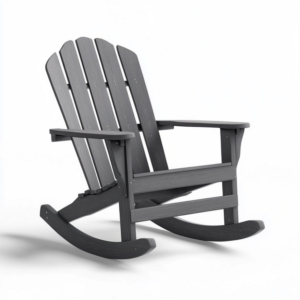 Sedia a Dondolo Adirondack Legno Composito Grigio Scuro