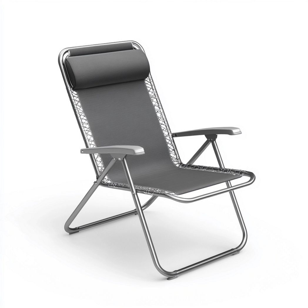 Sedia da Giardino Pieghevole con Telaio in Metallo Grigio/Nero