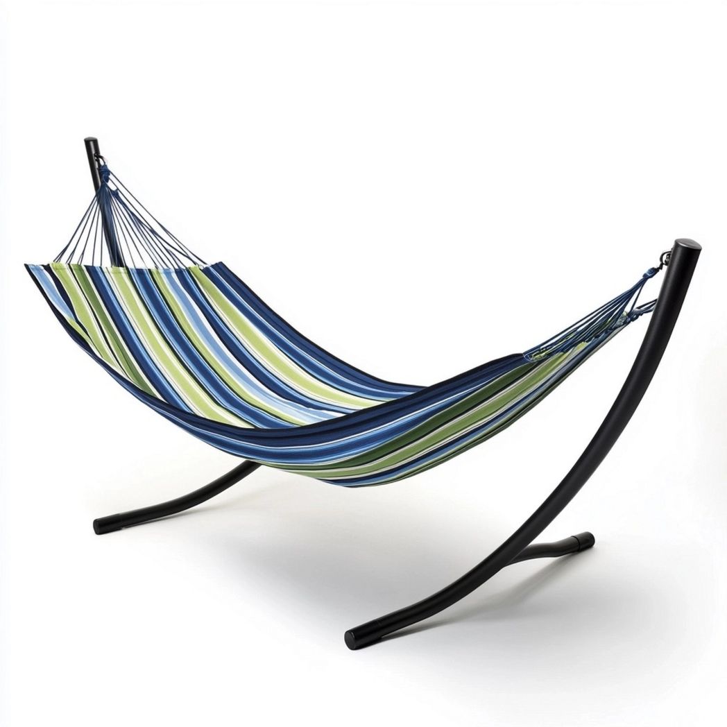 Amaca a Strisce Blu/Verde Poliestere Metallo 200x100cm