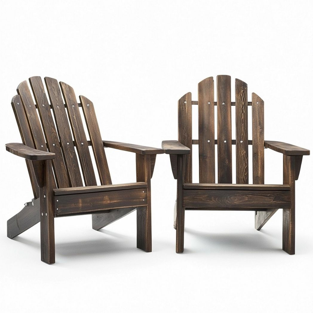 Set 2 Sedie Adirondack Marrone Legno Pino