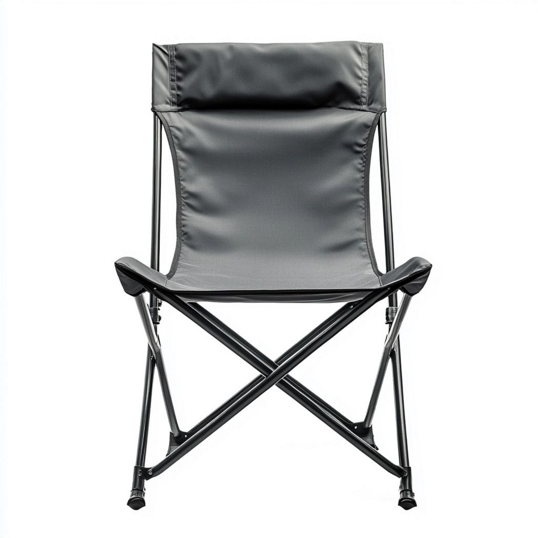 Sedia Grigia Pieghevole da Campeggio in Metallo e Tessuto Impermeabile