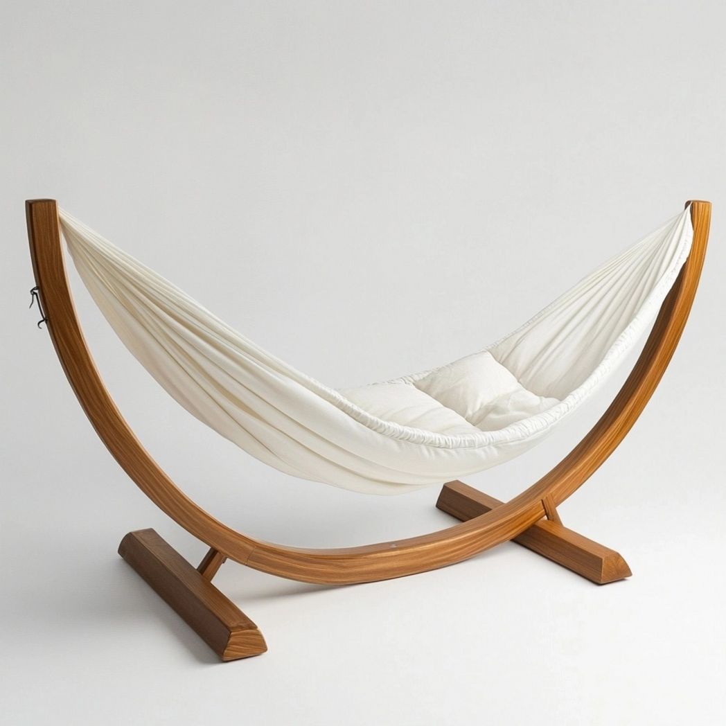 Amaca Crema Madera 200cm Curvo Tessuto Cotone