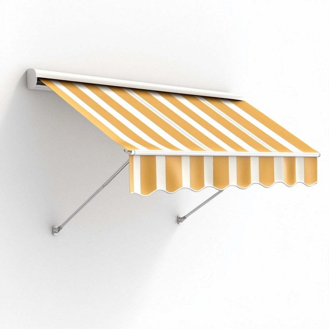 Tenda a bracci estensibili 200x150 cm tessuto acrilico giallo/bianco