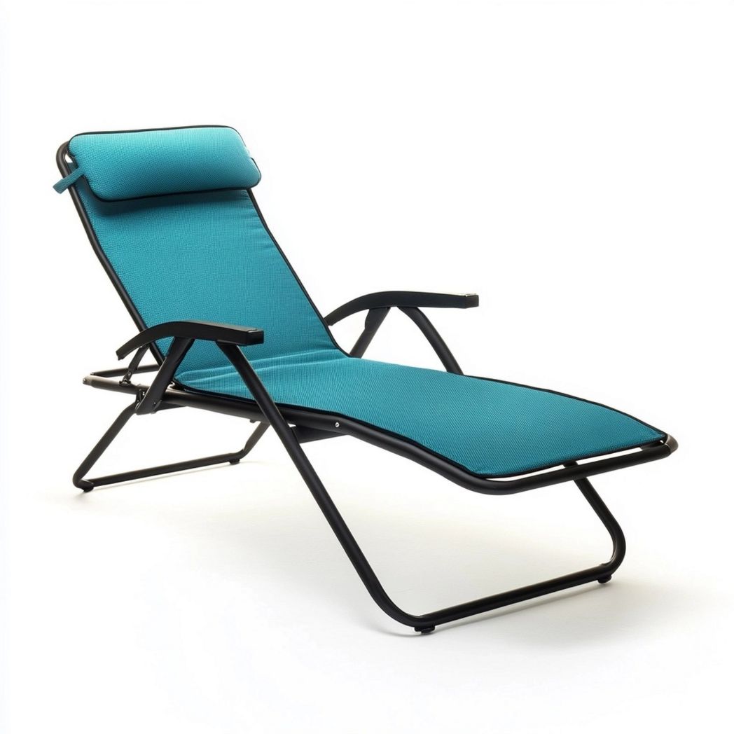 Sdraio Pieghevole Textilene Metallo 195x68x30cm Turchese Lettino Prendisole