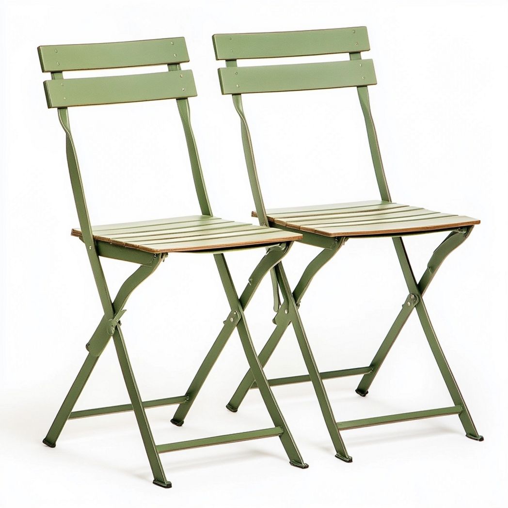Sedie Pieghevoli 2 Pezzi Verde Metallo Legno Moderne 45x54x81 cm