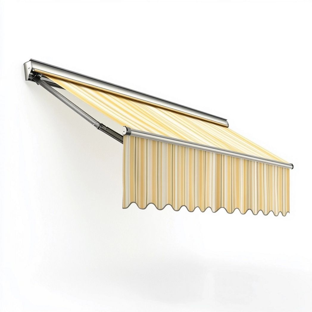 Tettuccio a bracci pieghevoli con tessuto a strisce 3x2m metallo e poliestere giallo/beige