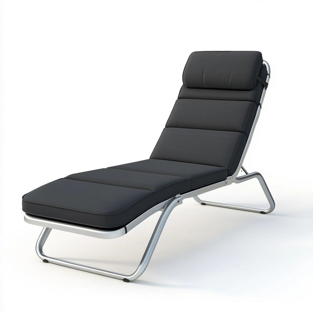 Lettino Prendisole Imbottito Acciaio/Rivestimento Tessuto Nero