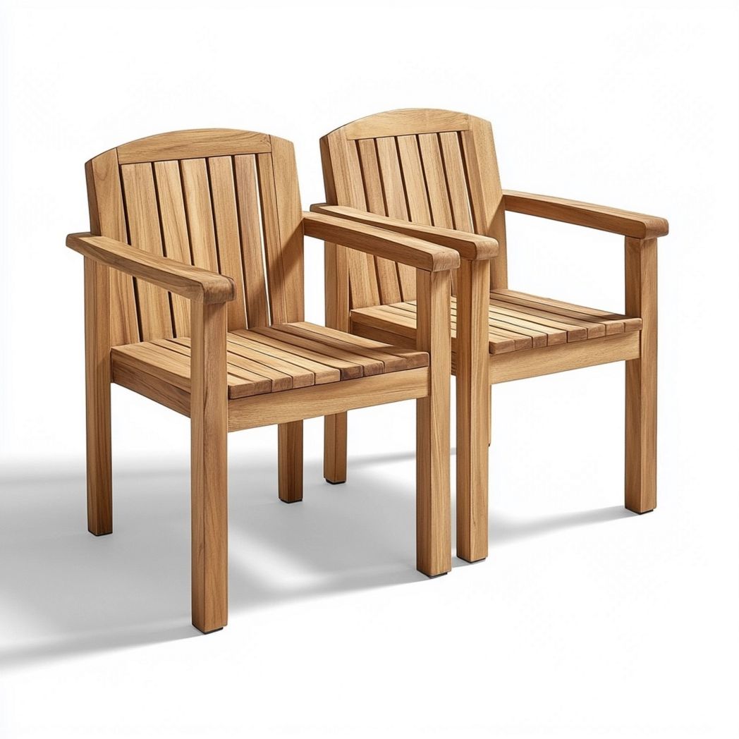 Sedie da giardino in legno di teak rifinito set di 2 colore naturale