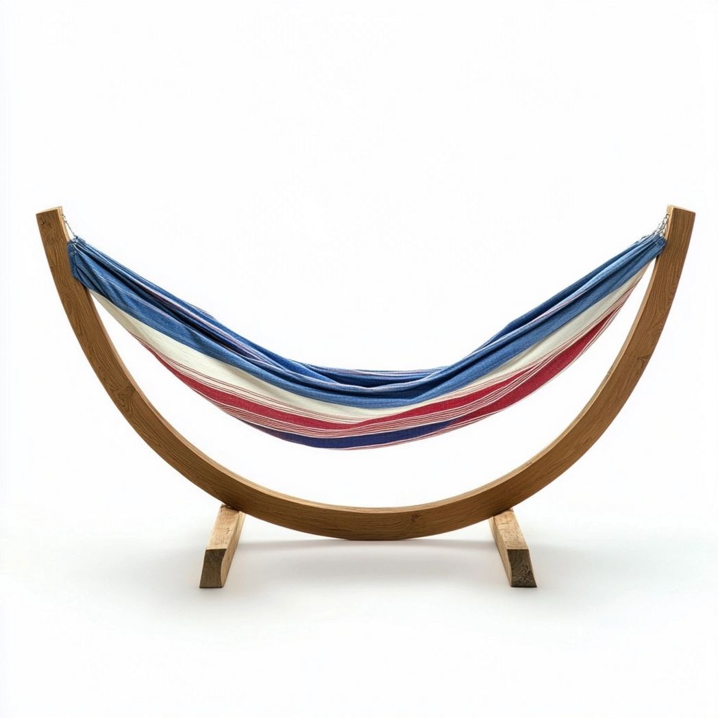 Amaca Multicolore 200x100cm Telaio a Forma di U in Legno e Cotone