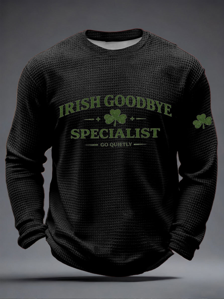 Men's Irish Goodbye Waffle Print Casual T-Shirt