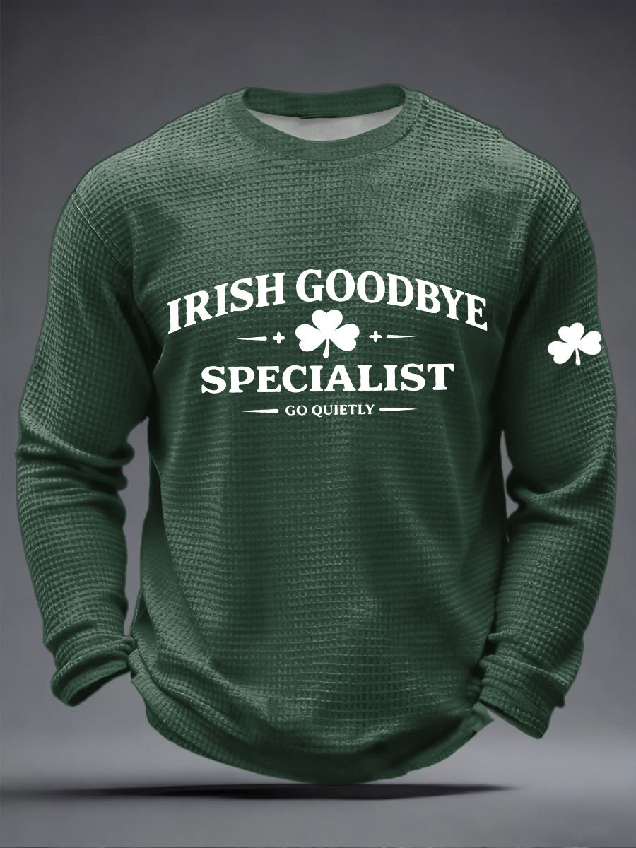 Men's Irish Goodbye Waffle Print Casual T-Shirt