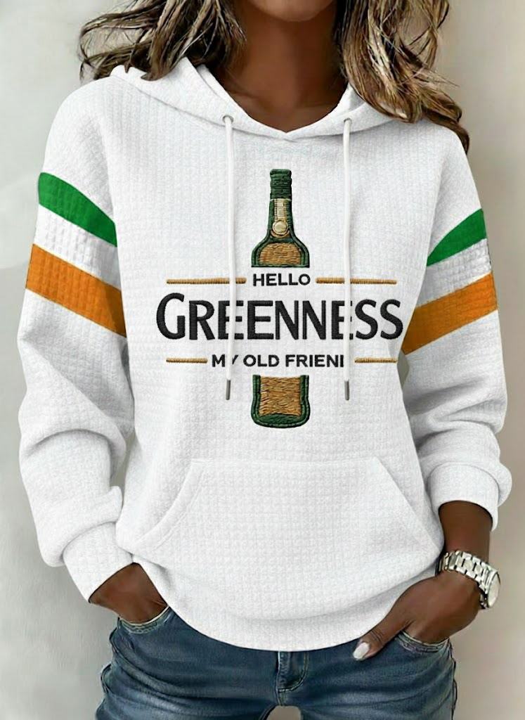 Women's Hello Greenness My Old Friend Irish Jameson Whiskey Printed Hoodie