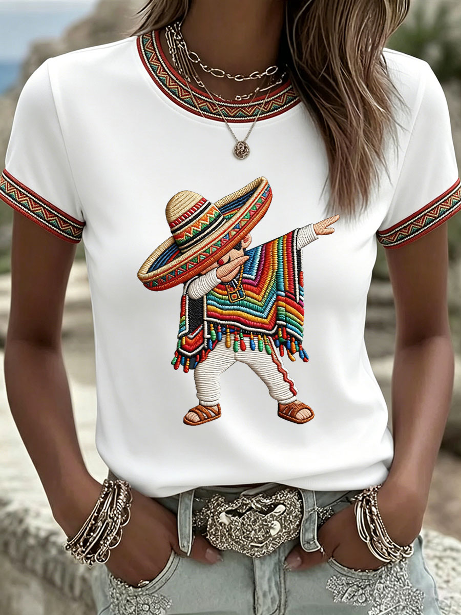 Women's Cinco de Mayo Print Casual T-Shirt