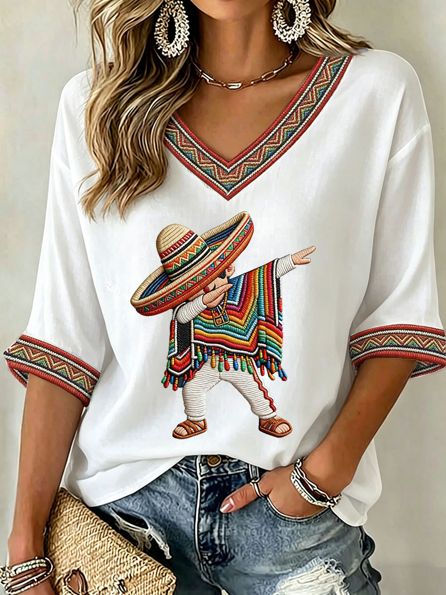 Women's Cinco de Mayo Print Casual T-Shirt