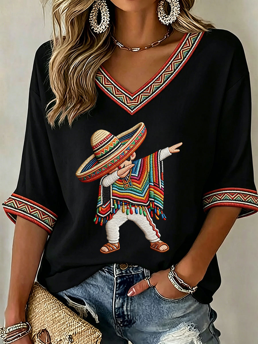 Women's Cinco de Mayo Print Casual T-Shirt