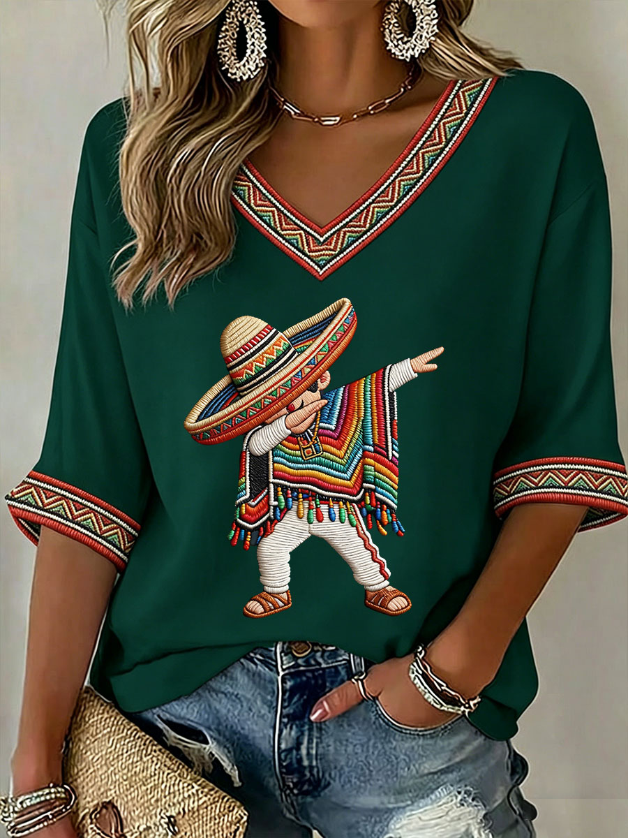 Women's Cinco de Mayo Print Casual T-Shirt