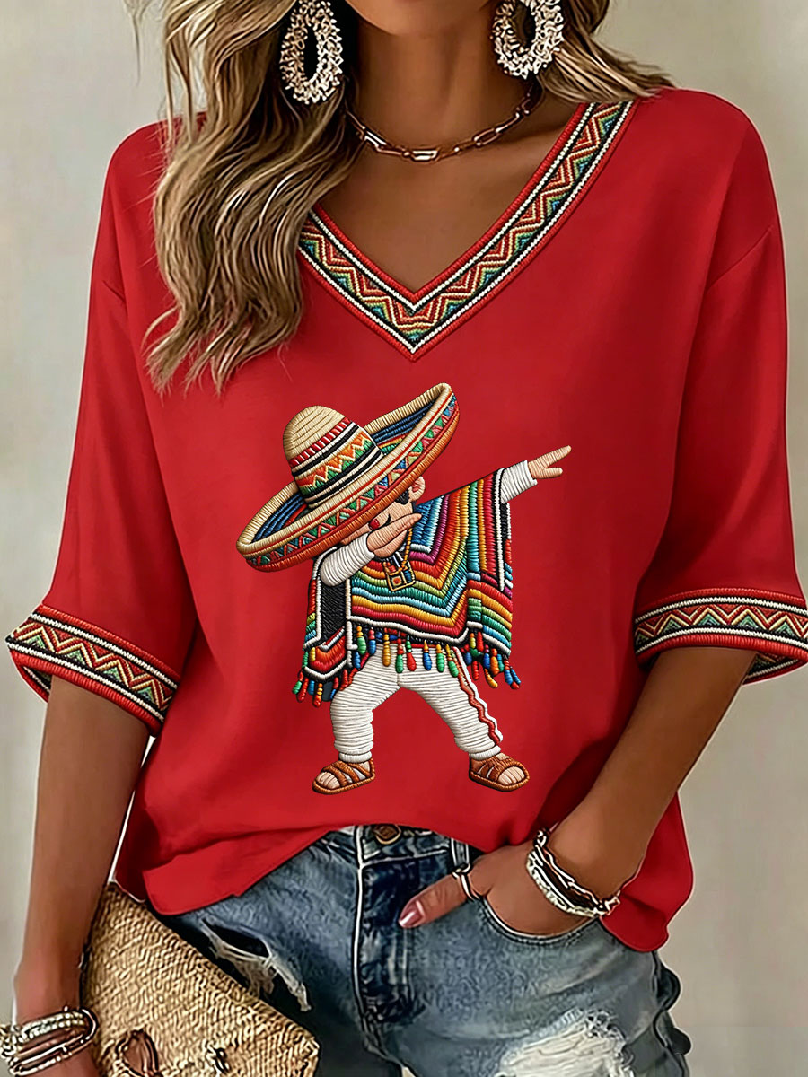 Women's Cinco de Mayo Print Casual T-Shirt