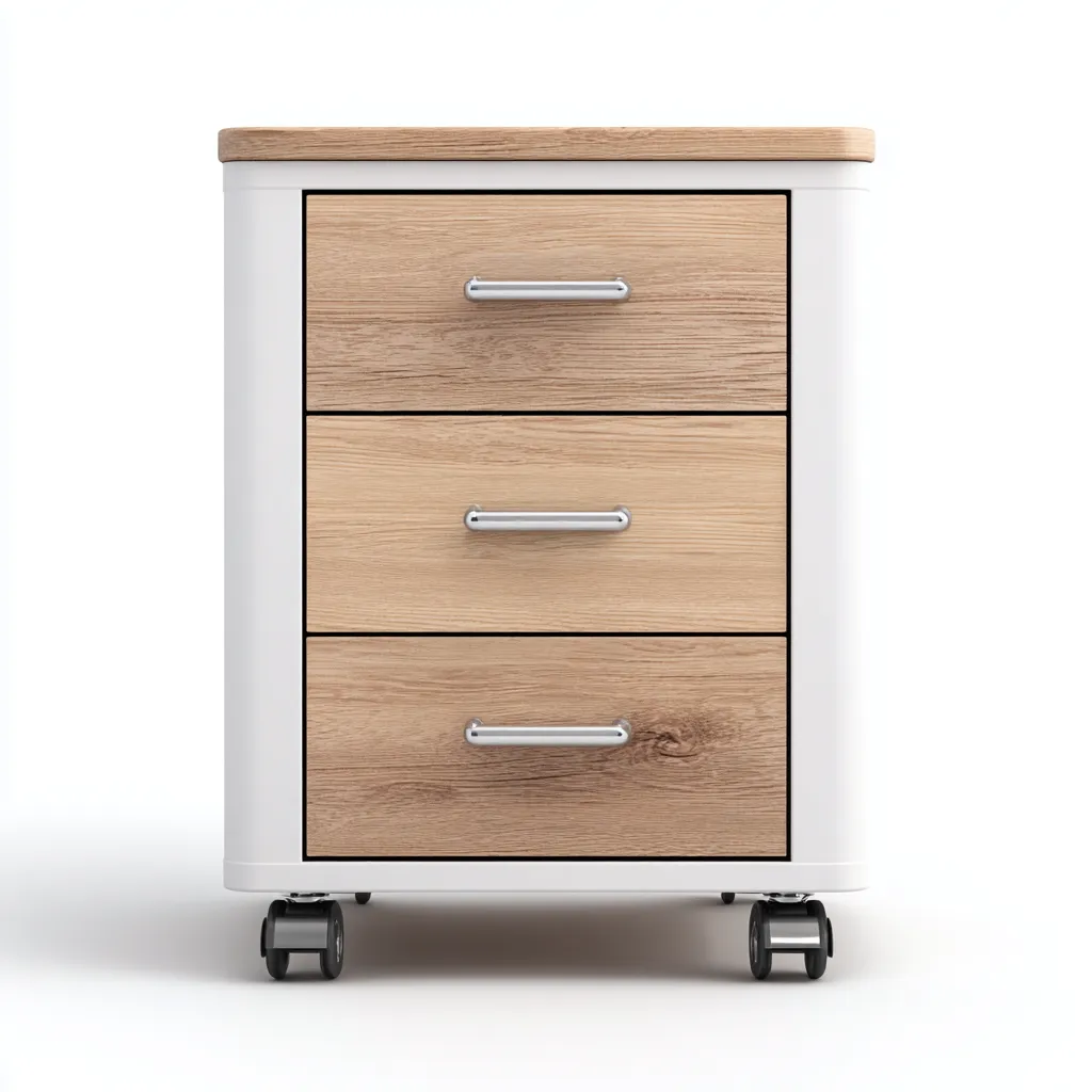 Armoire de bureau bois et métal 40x45x60 cm - chêne clair - blanc - adaptée au bureau - design moderne-Nestlevo