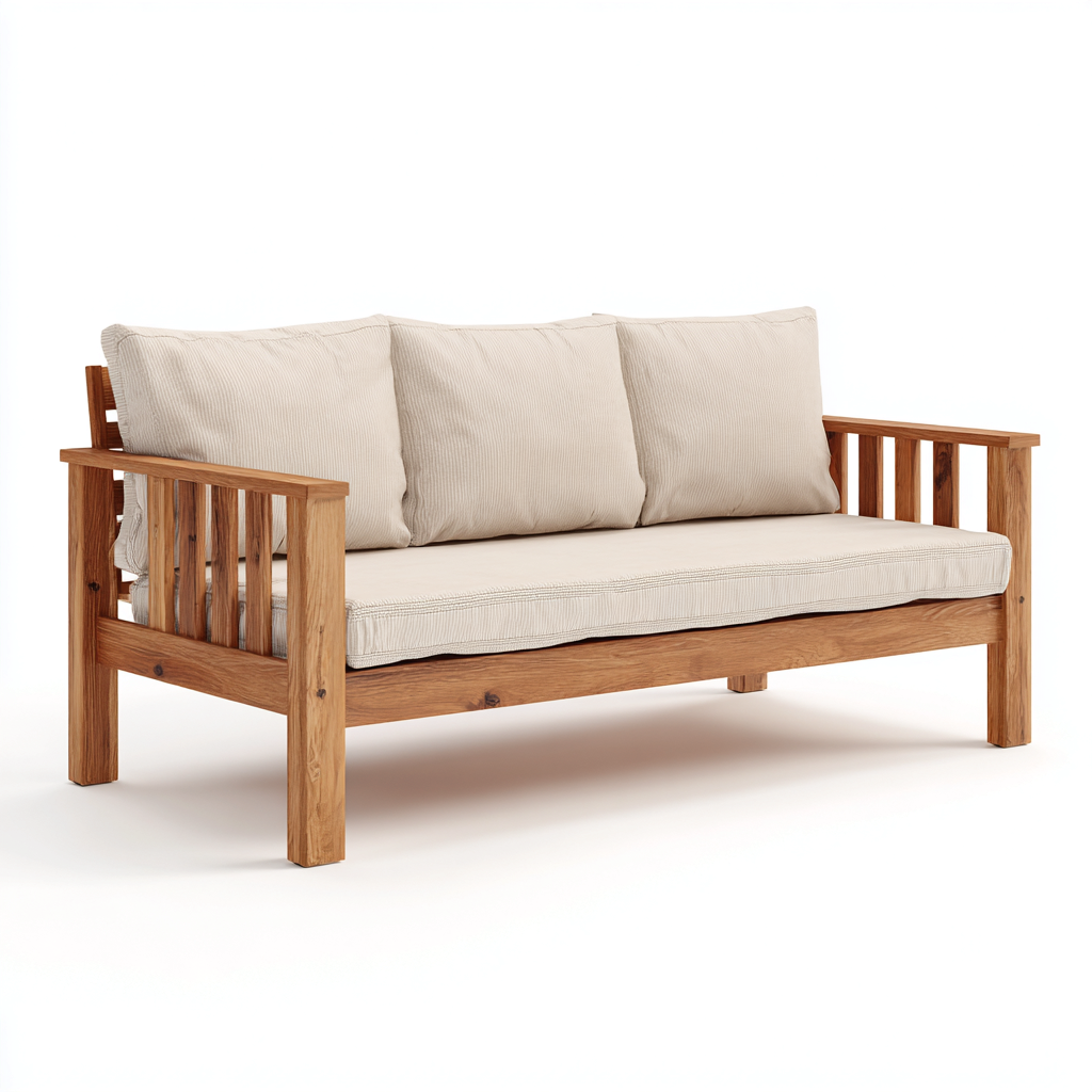 Canapé de jardin 3 places en bois - 178x72x82 cm - bois naturel - beige - pour jardin - design moderne-Nestlevo
