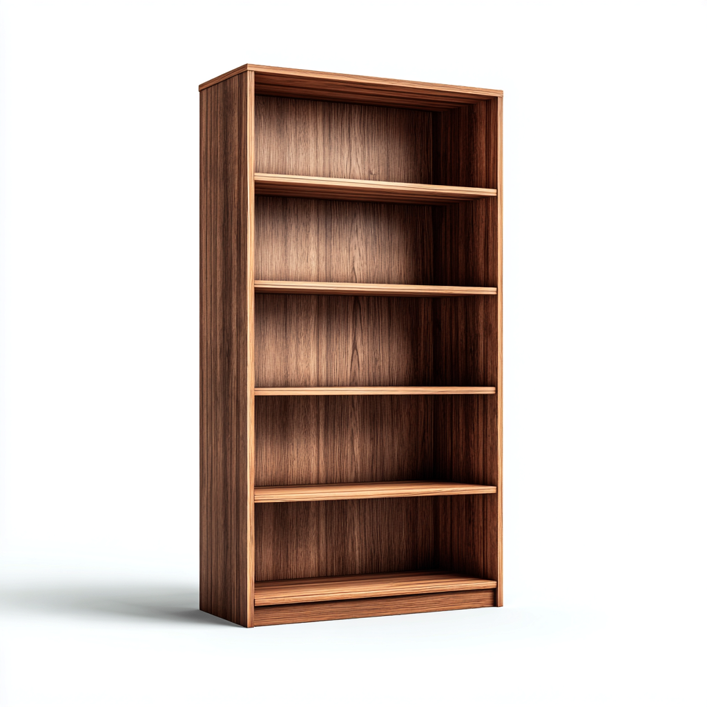 Bibliothèque bois noyer 80x30x200 cm - finition naturelle - style moderne - adaptée au bureau-Nestlevo