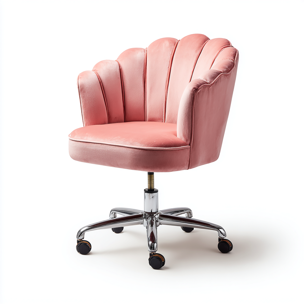 Chaise de bureau ergonomique en velours 62x62x82 cm - rose - adaptée au bureau - design moderne-Nestlevo