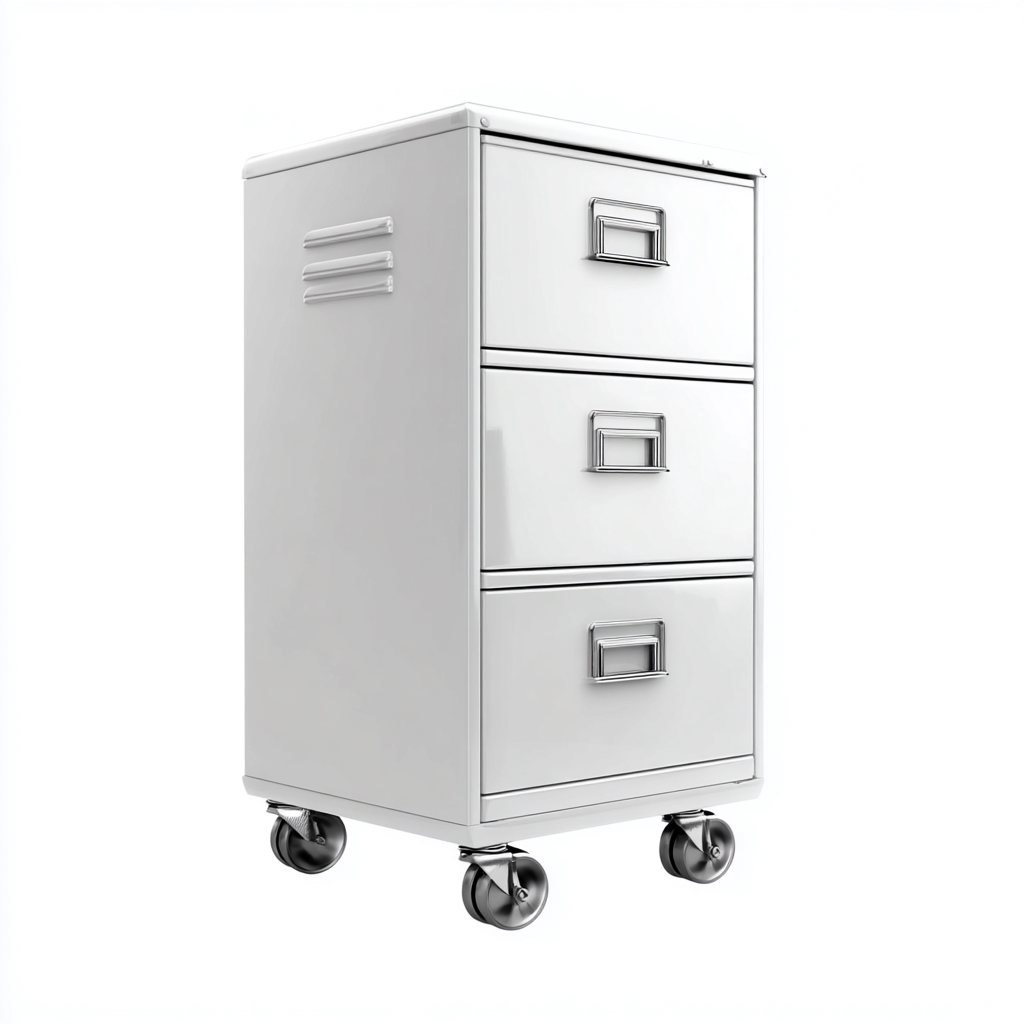 Armoire de bureau métallique à roulettes - 40x45x67 cm - blanc - pour bureau - design moderne-Nestlevo