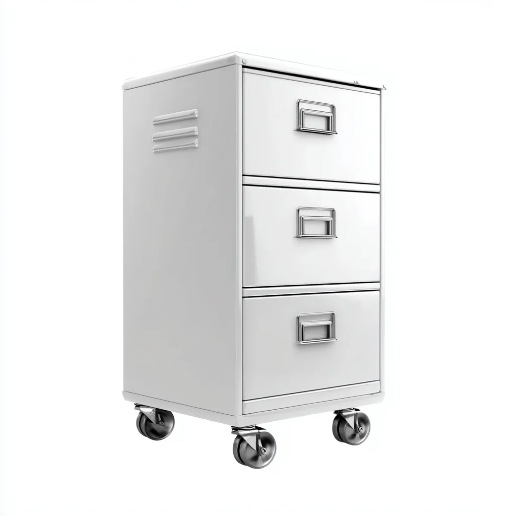 Armoire de bureau métallique à roulettes - 40x45x67 cm - blanc - pour bureau - design moderne-Nestlevo