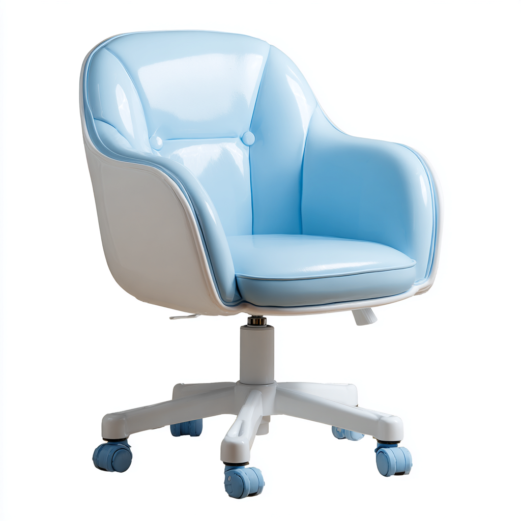 Chaise de bureau simili cuir 58x55x82 cm - bleu - blanc - design moderne - adaptée au bureau-Nestlevo