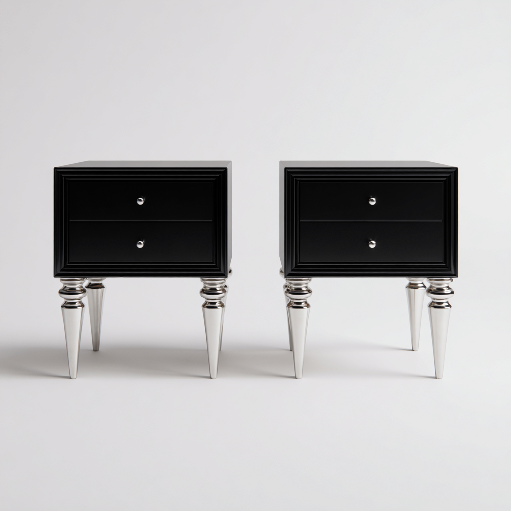 Table de chevet - bois - 50x40x55 cm - noir - design moderne - adapté à la chambre-Nestlevo