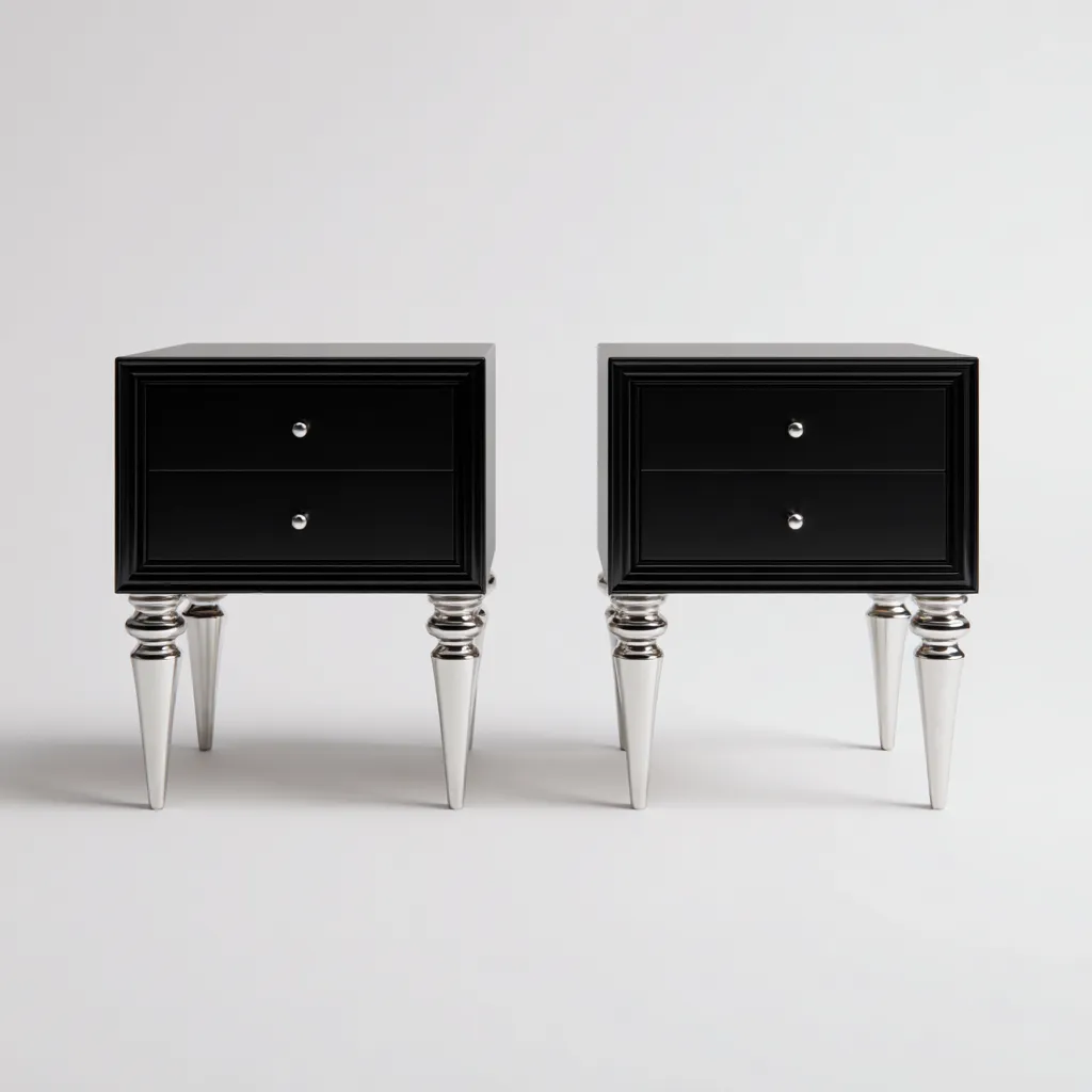 Table de chevet - bois - 50x40x55 cm - noir - design moderne - adapté à la chambre-Nestlevo